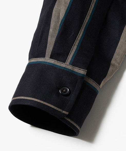 MR.OLIVE/LYOCELL LINEN BREND MULTI STRIPE / REGULAR COLLAR SHIRT ミスターオリーブ/リヨセルストライプ / レギュラーカラーシャツ